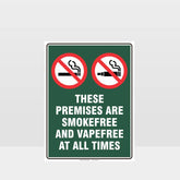 Custom Metal Sign,Prohibition These Premises Are Smokefree And Vapefree At All Times Sign
